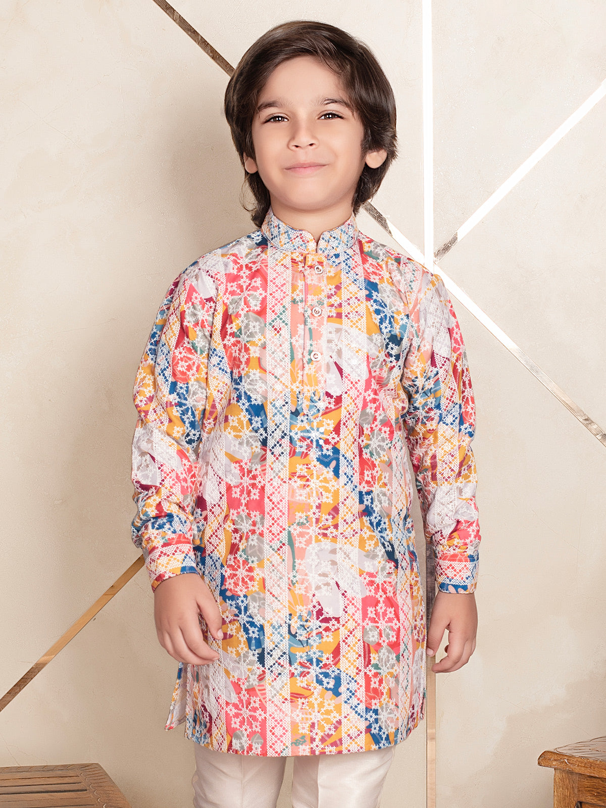 Stylish trndy pink cotton kurta suit for boy