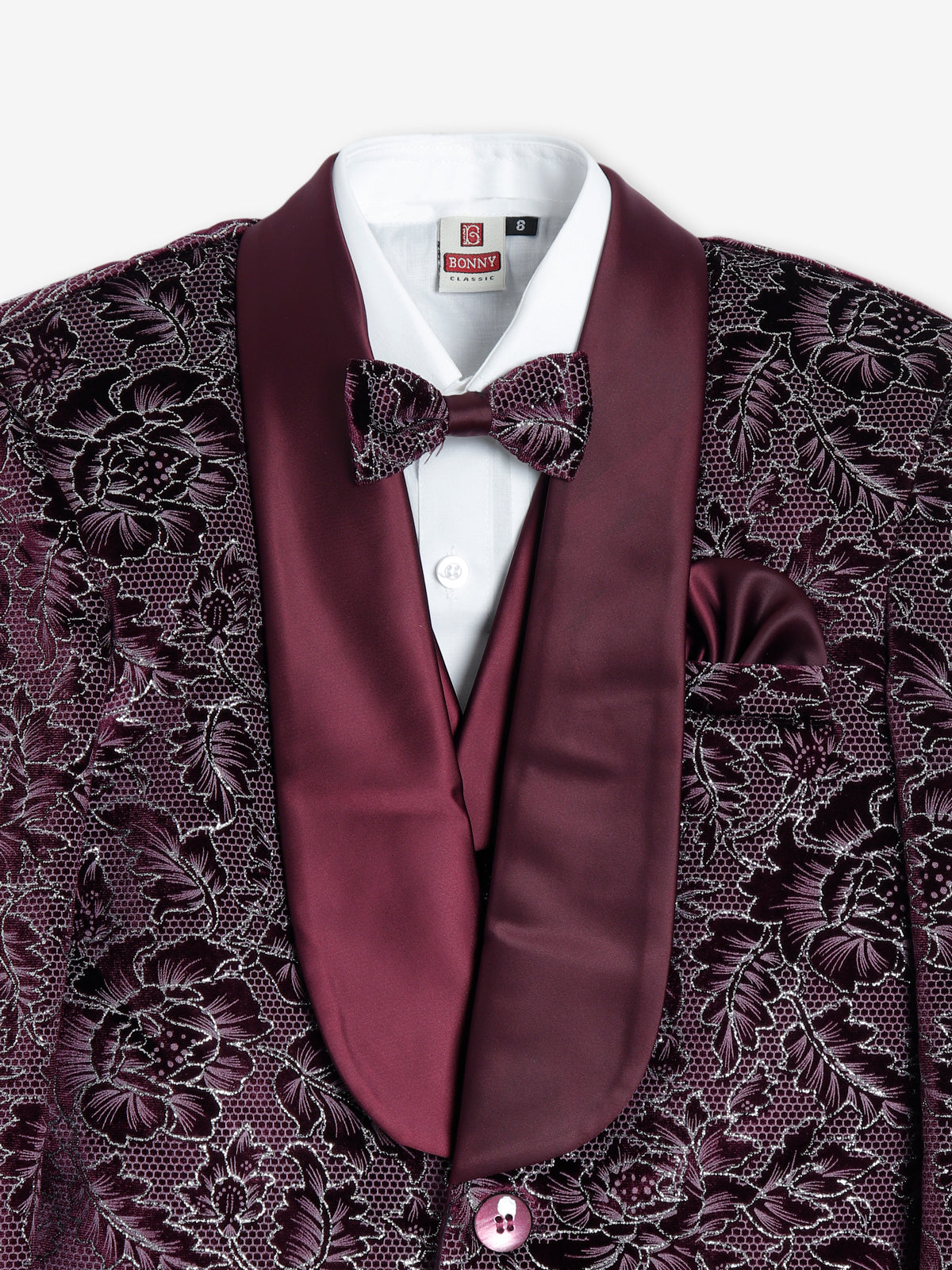 Stylish wine terry rayon coat suit