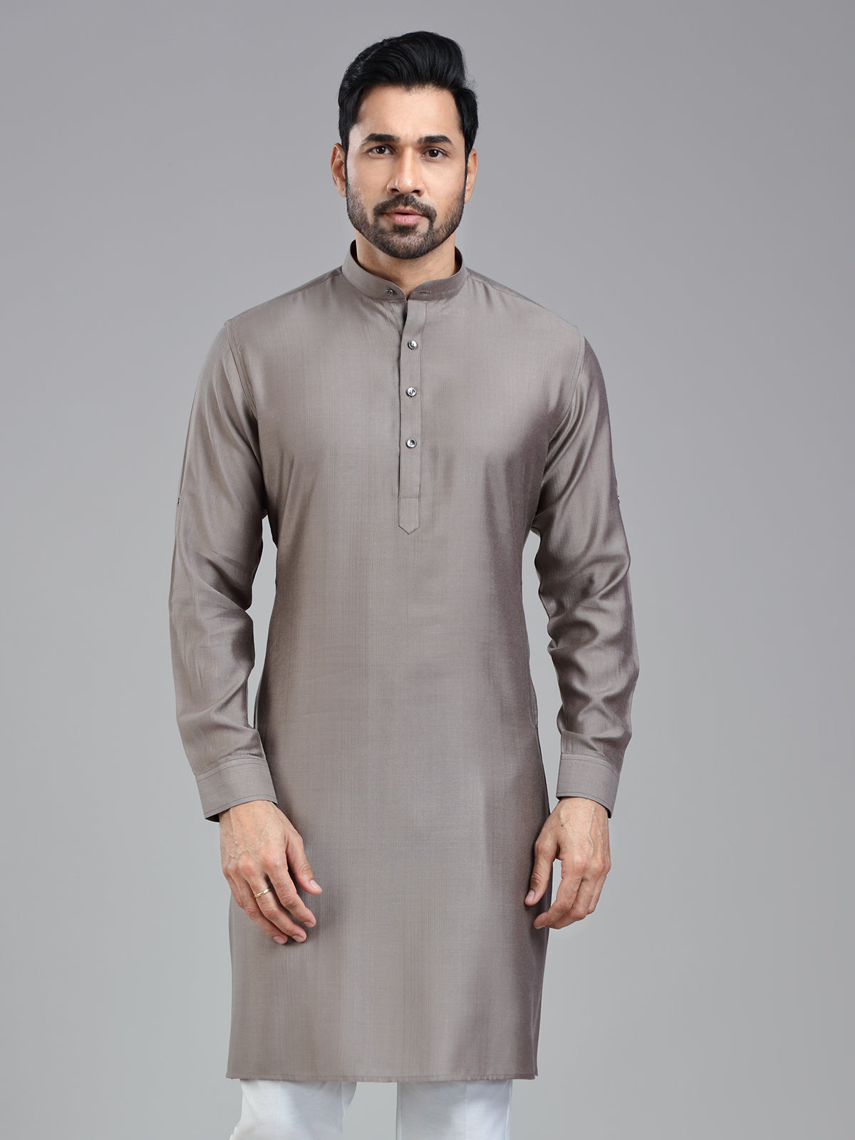 Taupe grey festival ready kurta for men