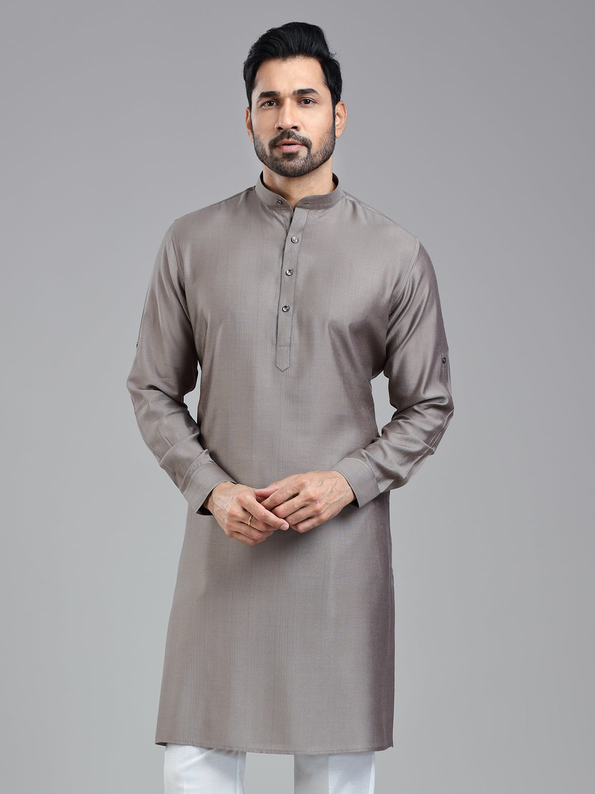 Taupe grey festival ready kurta for men