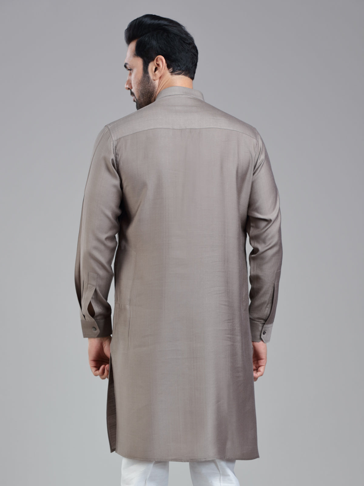 Taupe grey festival ready kurta for men