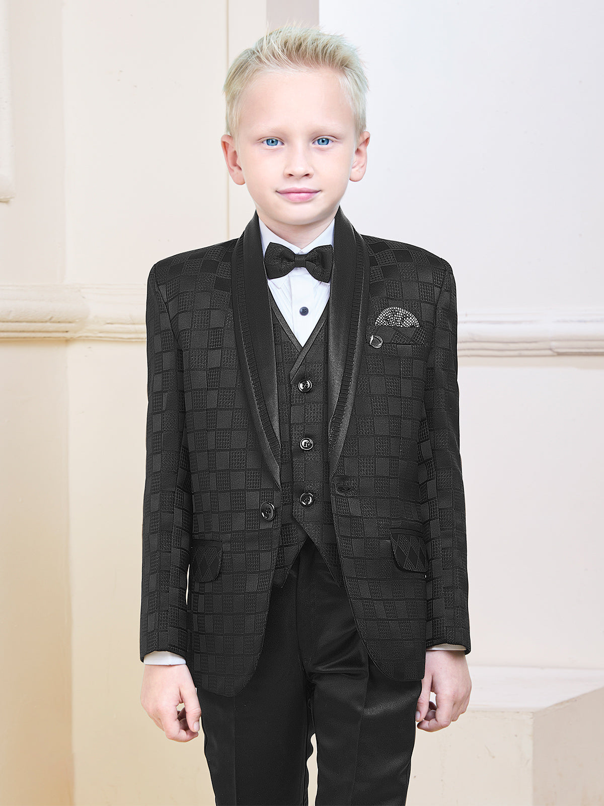 Texture terry rayon black coat suit