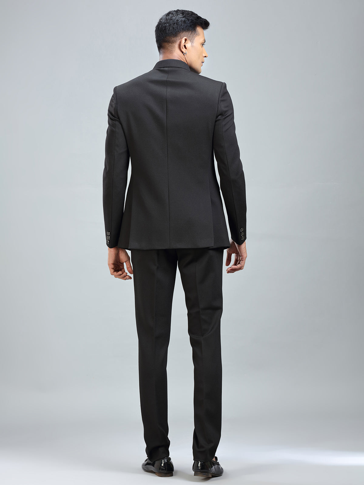 Timeless black jodhpuri suit in luxurious terry rayon fabric