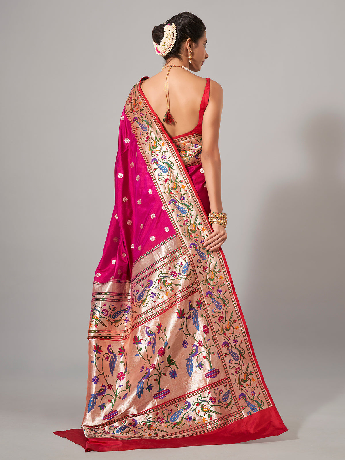 Magenta paithani silk saree for wedding