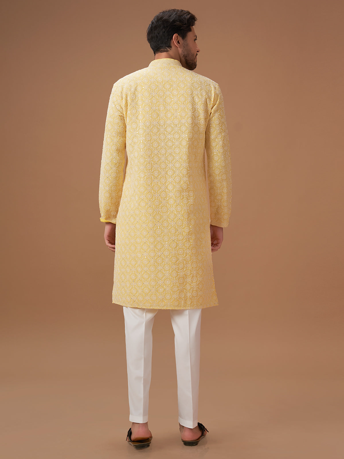 Trendy light yellow georgette kurta suit