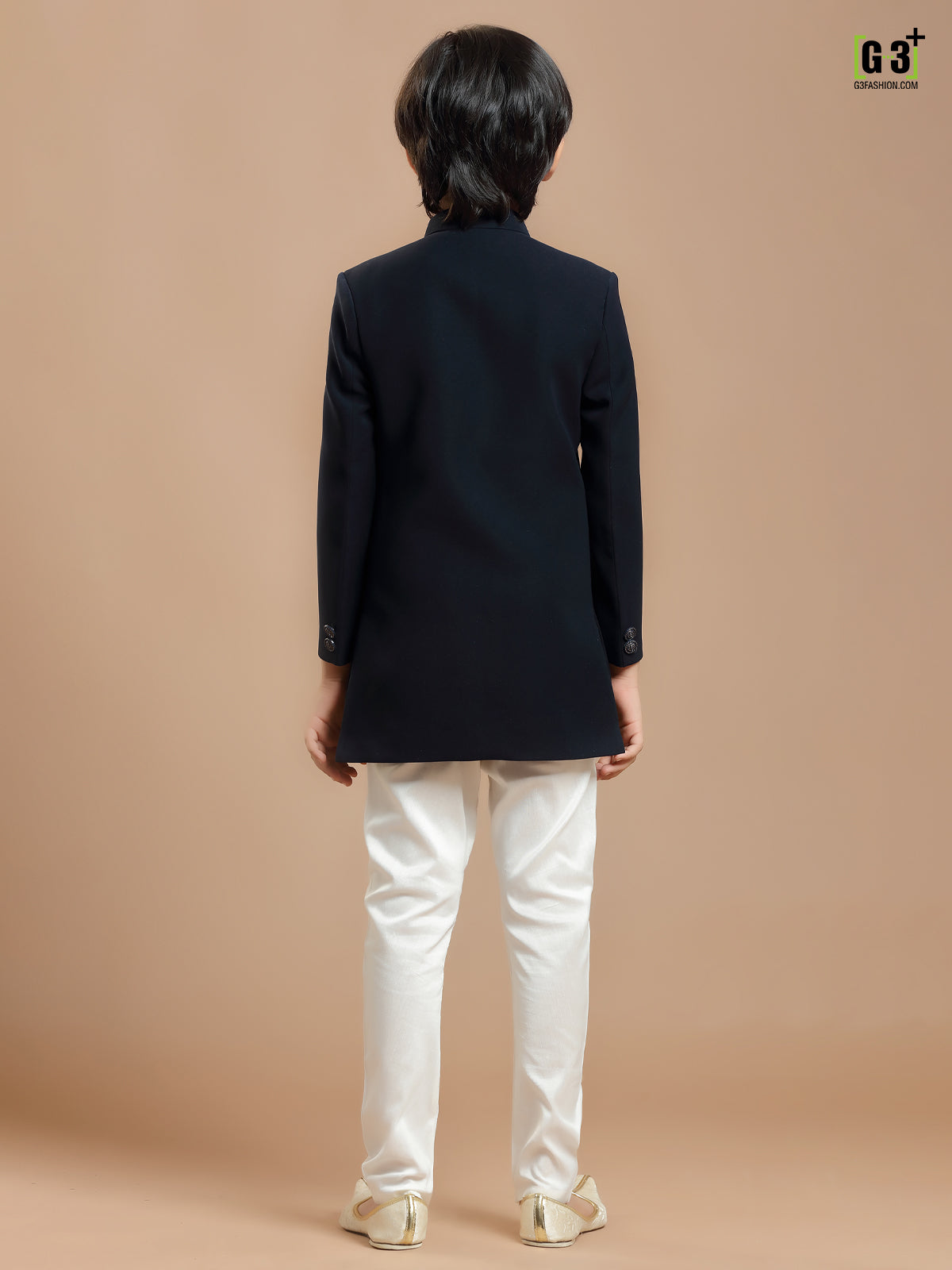 Trendy navy terry rayon wedding wear indowestern