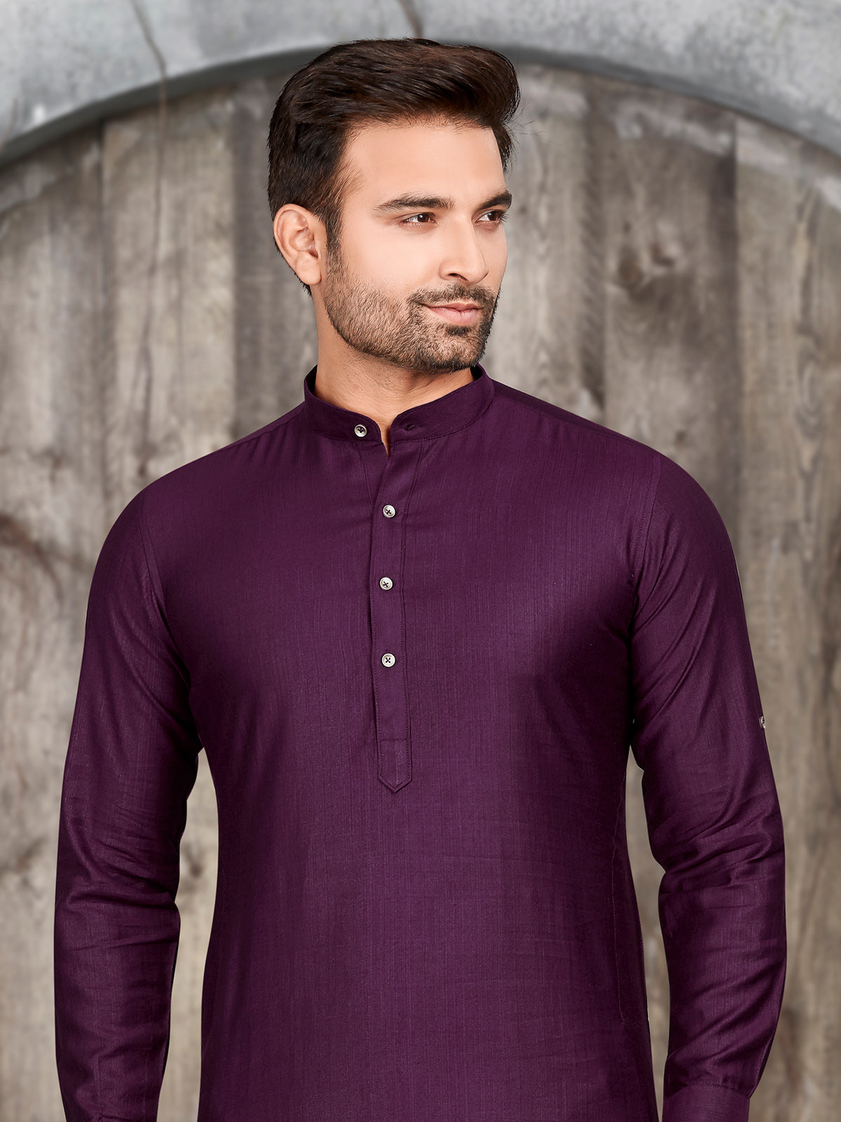Trendy purple silk plain kurta suit