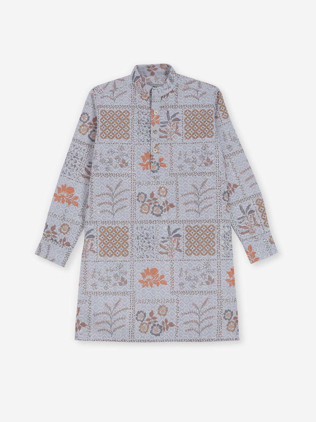 White cotton silk embroidery and sequins kurta
