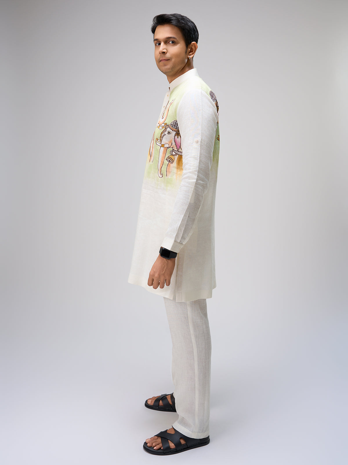 White elephant art kurta suit men
