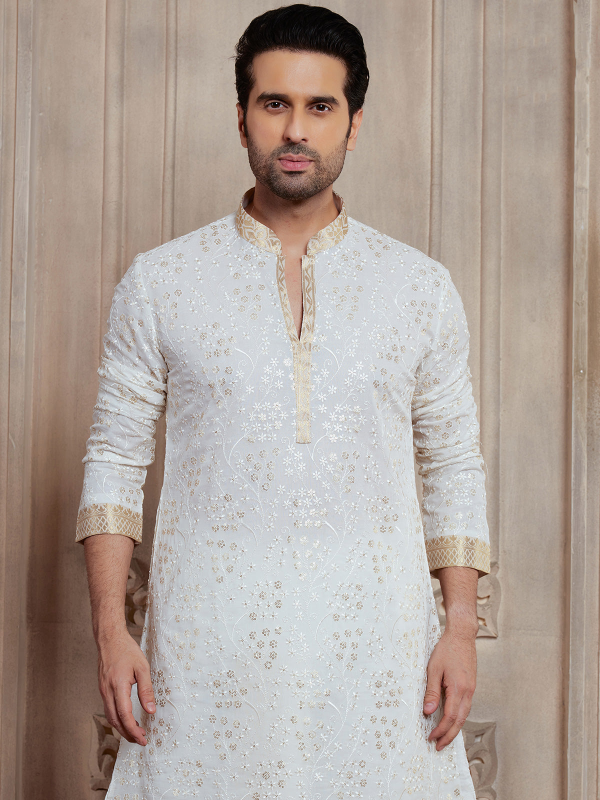 White dhoti suit in georgette