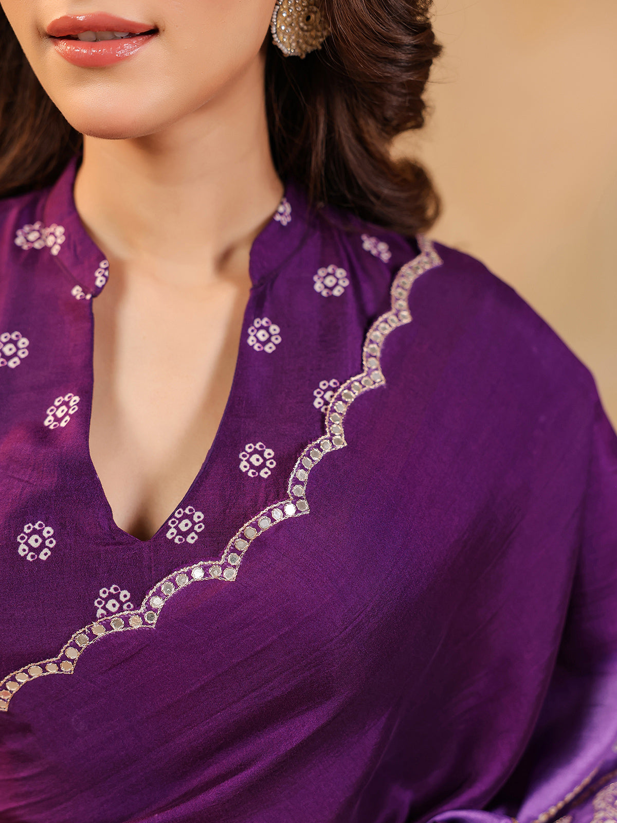 Wine printed silk saree for celebrations
