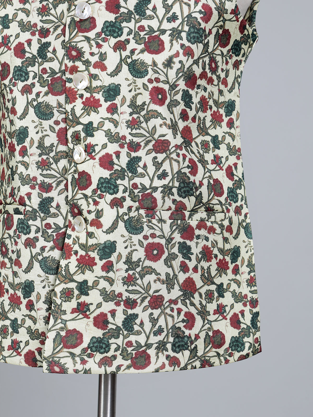 Wine silk printed wedding waistcoat