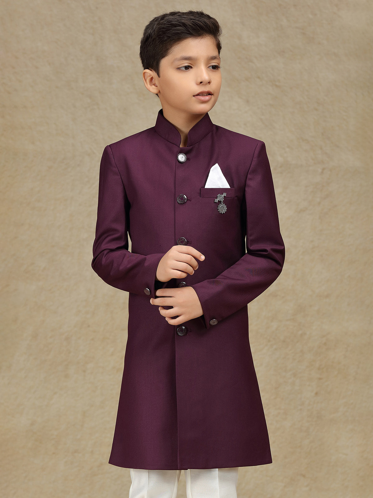 Wine terry rayon indowestern for wedding wear