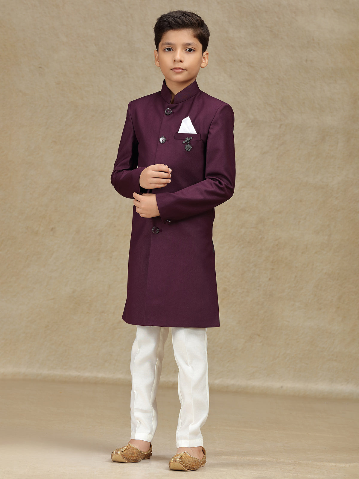 Wine terry rayon indowestern for wedding wear
