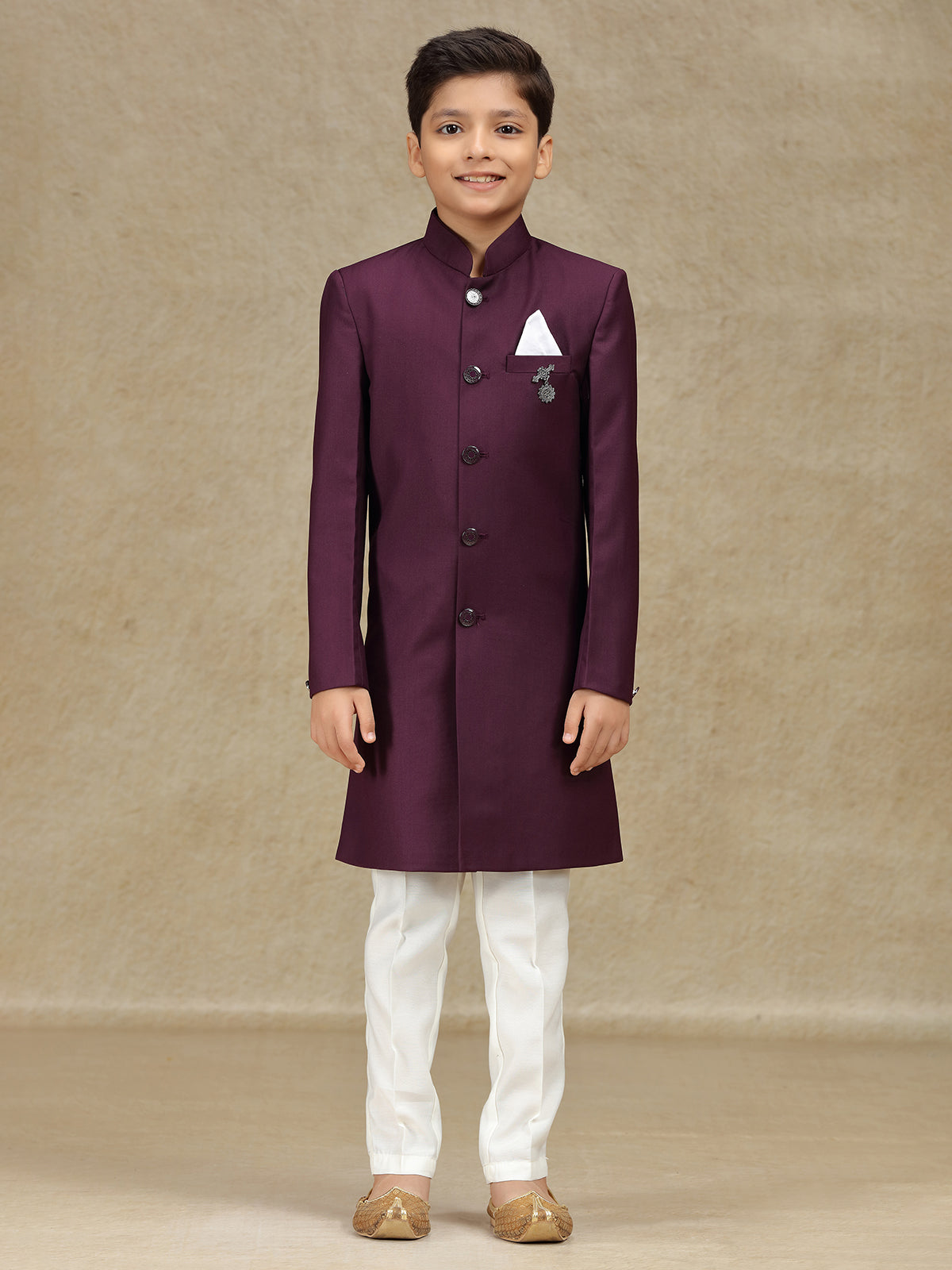 Wine terry rayon indowestern for wedding wear