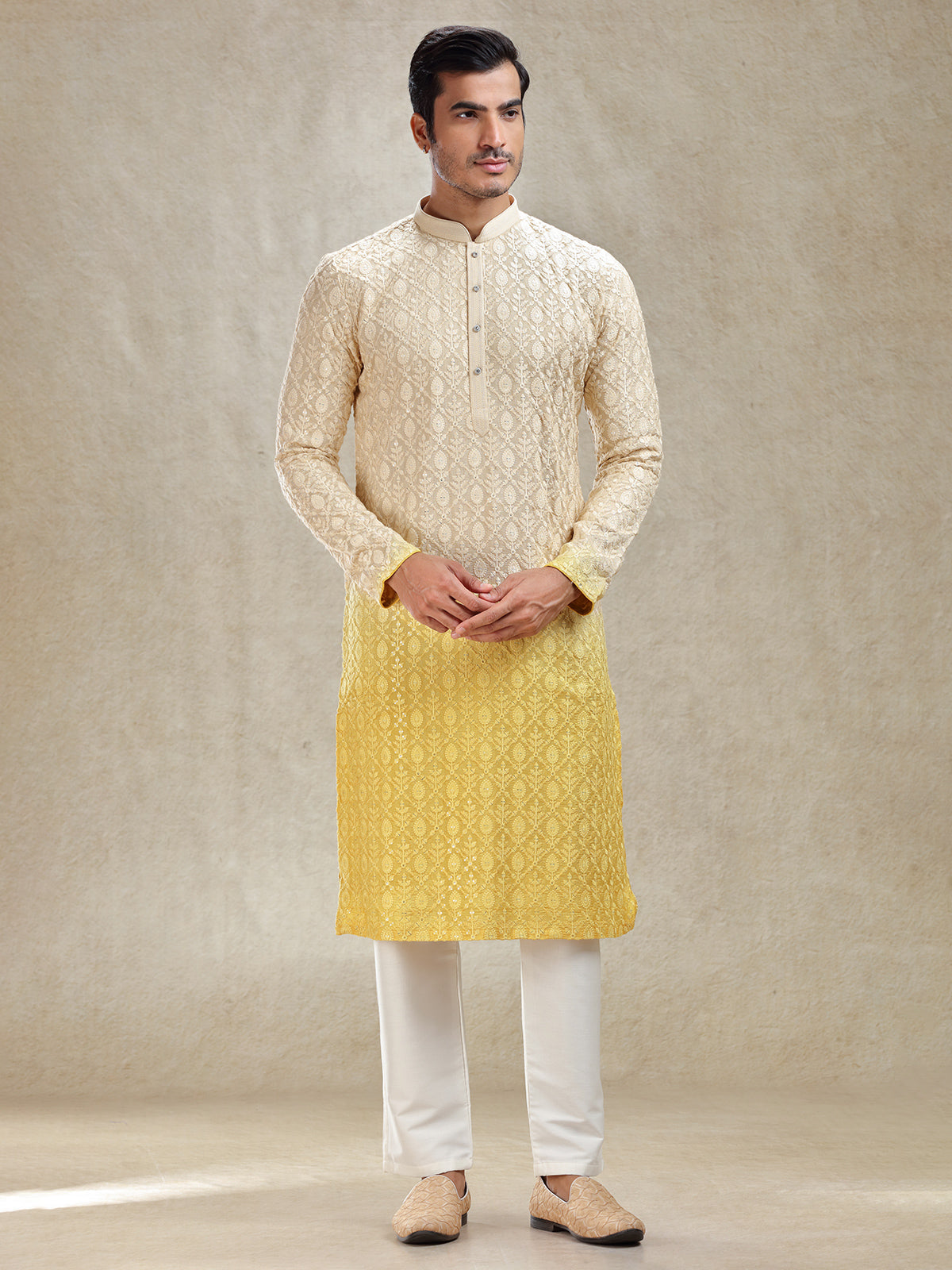 Yellow shaded elegance sophisticated kurta pajama set
