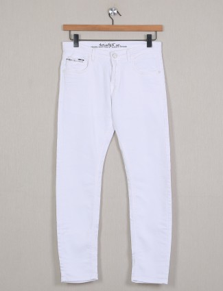 4SIXTY5 solid white casual wear jeans