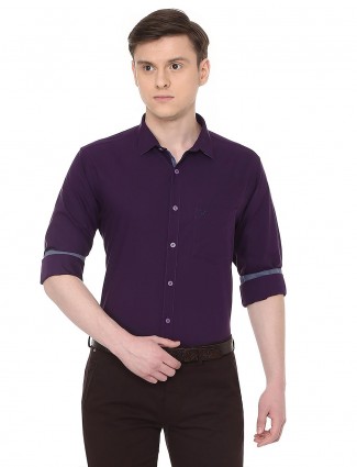 Allen Solly slim fit purple cotton shirt