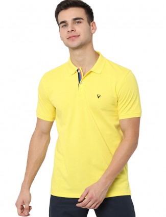 Allen Solly solid yellow cotton t-shirt