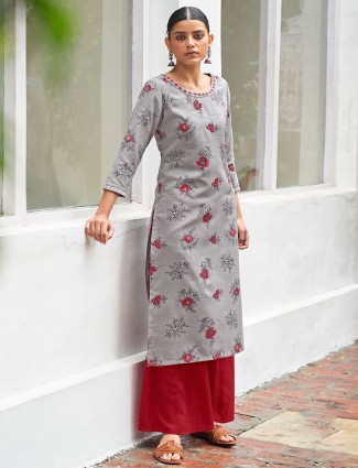 Amazing grey casual wear womens printed kurti