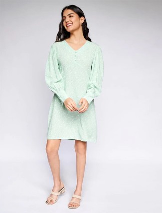 AND rama green georgette casual wear dress