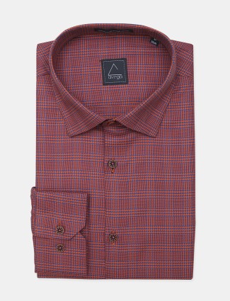 Avega checks style magenta cotton formal shirt for mens