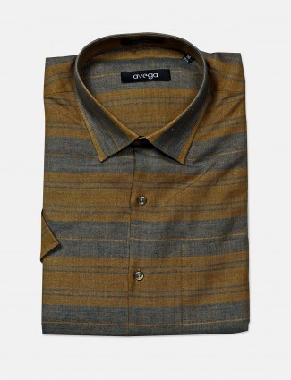 Avega olive stripe pattern cotton shirt