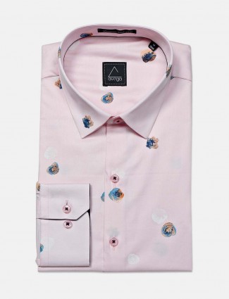 Avega pink printed cotton formal shirt