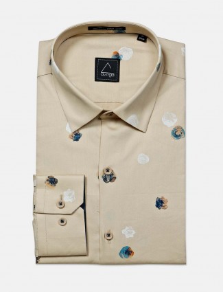 Avega presented brown printed formal cotton shirt