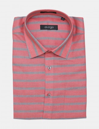 Avega presented peach stripe formal linen shirt for mens