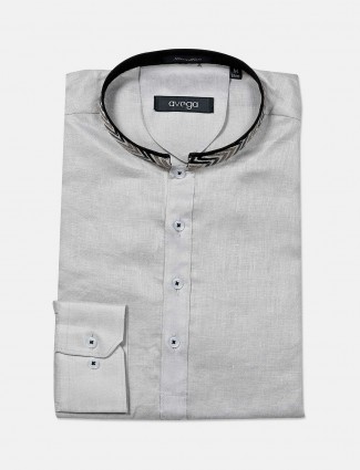 Avega presented solid grey cotton shirt