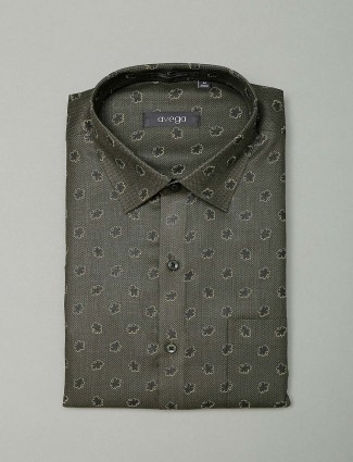 Avega printed olive color cotton fabric shirt