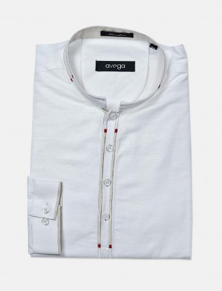 Avega solid cotton white shirt