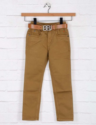 Bad Boys brown solid elasticated jeans