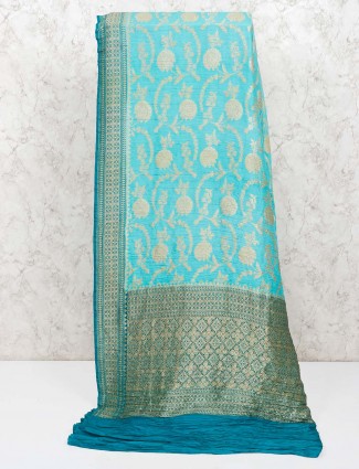 Banarasi silk pretty saree in aqua