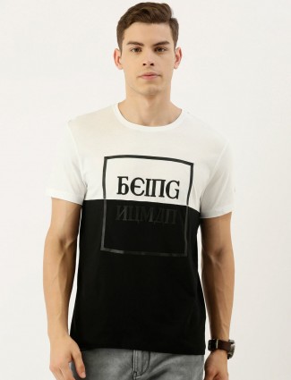 Being human black and white cotton casual t-shirt