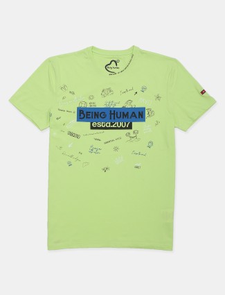 Being Human printed pista green half sleeve t-shirt