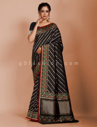 Black festive get together saree in art banarasi silk 
