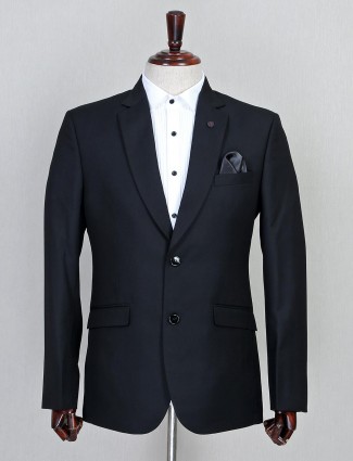 Black terry rayon fabric solid mens coat suit