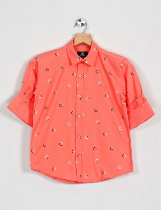 Blazo peach printed cotton shirt