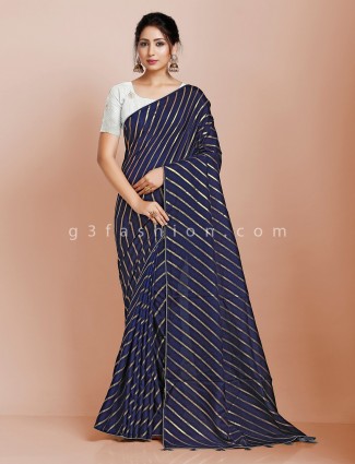 Blue dola silk leheriya saree for festive wear