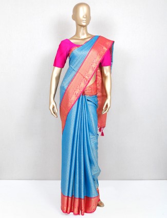 Blue south silk festive exclusive saree