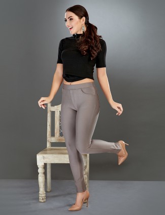 Boom cement grey slim fit jeggings in cotton