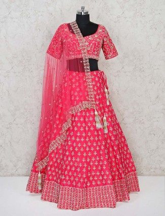 Bridal wear silk pink exclusive lehenga choli