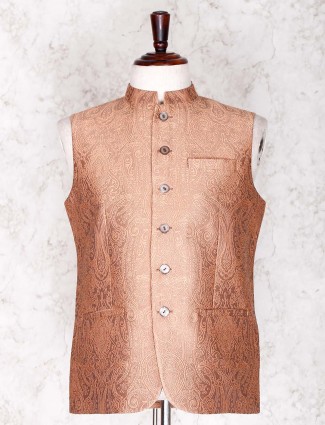 Brown cotoon silk waist coat for mens
