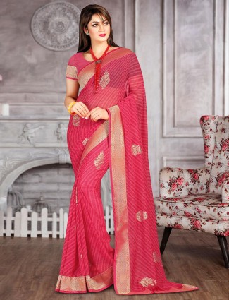Captivating pink printed georgette saree for festive wear