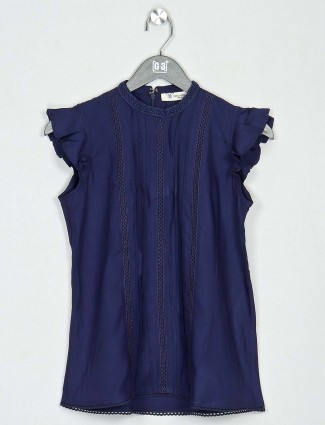 Casual wear top in navy cotton
