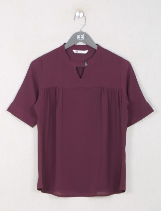 Casual wear wine color top for women