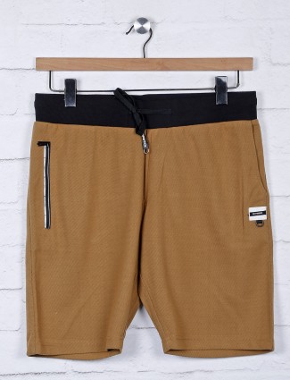 Chopstick solid brown casual wear shorts