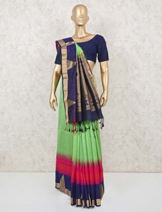 Classic parrot green saree in south silk
